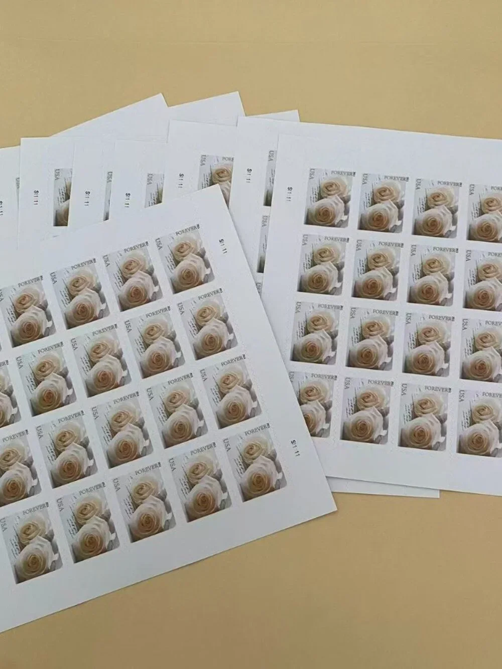200 lifetime white roses unusedwedding stamps